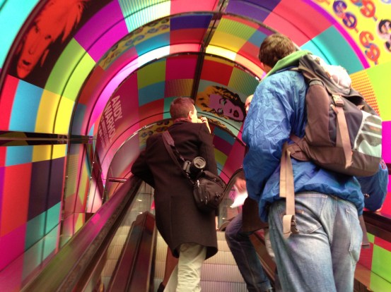 Escalator to the Andy Warhol exhibit at the Hong Kong Museum of Art